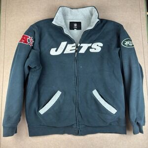 NFL‎ Pro Line Jets Men's L Black Fleece Zip Jacket NY Logo Full Zip